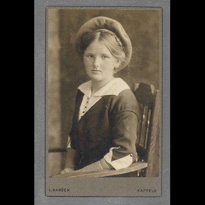 Y16342/ CDV Foto Mädchen Atelier L. Hansen, Kappeln ca.1910