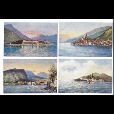 Y17872/ 4 x Künstler AK Gardasee Italien ca.1900