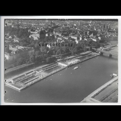 ZZ-2841/ Frankfurt M. Badeplätze Foto seltenes Luftbild 1937 18 x 13 cm