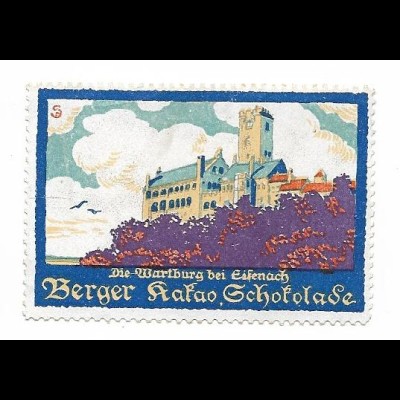 Y18307/ Alte Reklamemarke Berger Kakao Schokolade, Wartburg Eisenach 