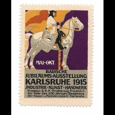 Y18308/ Alte Reklamemarke Badische Jubil. Ausstellung Karlsruhe 1915 Handwerk