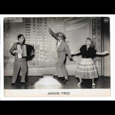 C4064/ Armin-Trio Hansa-Theater Variete Foto Mahler ca.1955 24x18 cm Akkordeon