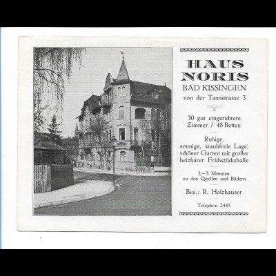 Y19047/ Bad Kissingen Haus Noris Tannstraße 3 Faltblatt ca.1935