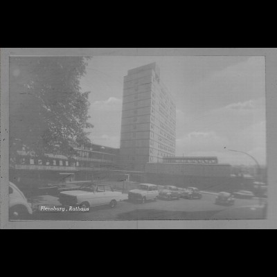 Neg6074/ Flensburg Rathaus Autos altes Negativ 60er Jahre