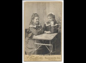 Y19668/ Kabinettfoto zwei Mädchen Schwestern Foto A. Frankfurter, Wesel 1906