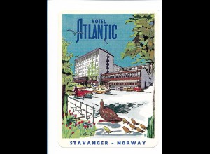 DP487/ Alter Kofferaufkleber Hotel Atlantic Stavanger Norwegen 