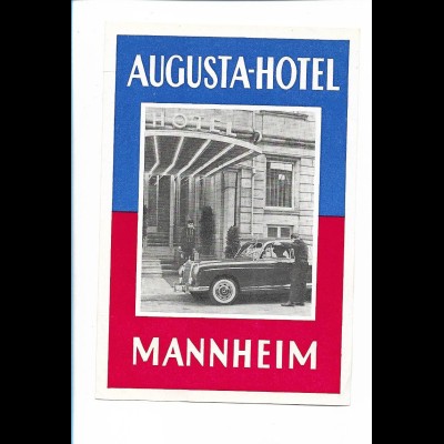 Y19884/ Kofferaufkleber Mannheim Augusta Hotel ca.1955 Mercedes