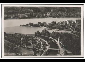 MW05328/ Passau Foto AK seltenes Strähle Luftbild 30er Jahre