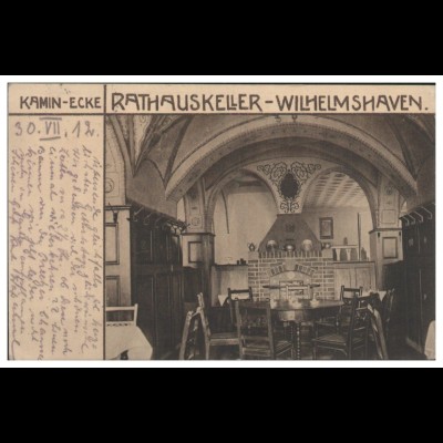 XX19074/ Wilhelmshaven Rathauskeller Kamin-Ecke AK 1912