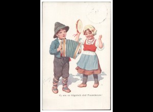 XX19067/ K. Feiertag AK Junge mit Akkordeon AK 1912