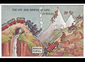 XX19104/ Humor AK Life in Wales Eisenbahn Autos ca.1912 Valesque-Series