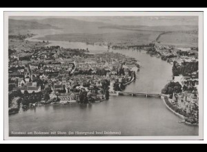 MW05627/ Konstanz am Bodensee mit Rhein AK seltenes Strähle Luftbild 30er Jahre