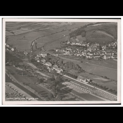 MW05821/ Dellfeld Pfalz Foto AK seltenes Strähle Luftbild 30er Jahre