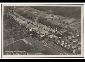 MW06496/ Sandberg Mainfranken Foto AK seltenes Strähle Luftbild 30er Jahre
