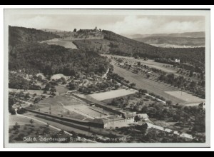 MW07252/ Salach Freibad Foto AK seltenes Strähle Luftbild 30/40er Jahre