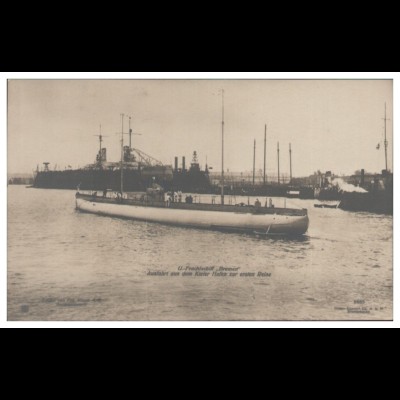 S4575/ U-Boot Frachtschiff Bremen in Kiel Foto AK ca.1914