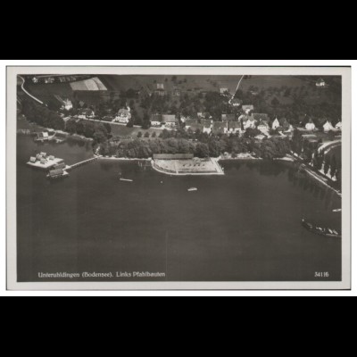 MW07876/ Unteruhldingen Foto AK seltenes Strähle Luftbild 30er Jahre