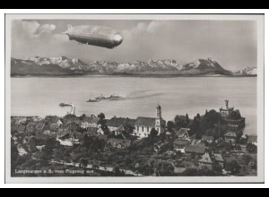 MW08111/ Zeppelin ü. Langenargen Foto AK seltenes Strähle Luftbild 30er Jahre