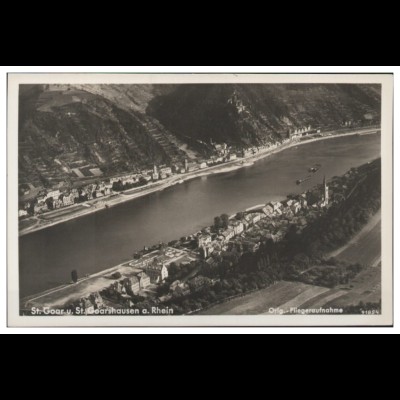 MW08575/ St. Goar Goarshausen Foto AK seltenes Strähle Luftbild 30er Jahre
