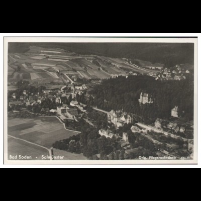 MW08707/ Bad Soden Salmünster Foto AK seltenes Strähle Luftbild 30er Jahre