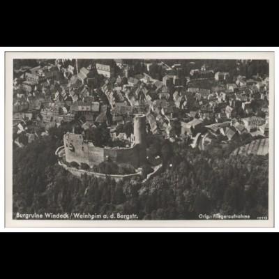 MW08686/ Weinheim Burgruine Windeck Foto AK seltenes Strähle Luftbild 30er Jahre
