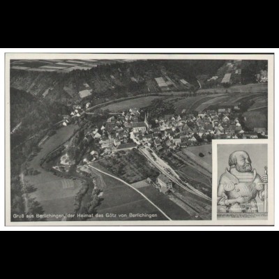 MW08586/ Berlichingen AK seltenes Strähle Luftbild 40er Jahre