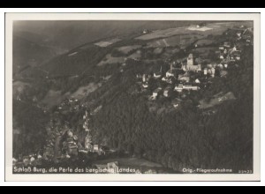 MW03344/ Schloss Burg b. Solingen Foto AK seltenes Strähle Luftbild 30er Jahre