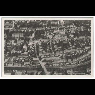 MW03367/ Roßwein Foto AK seltenes Strähle Luftbild 30er Jahre