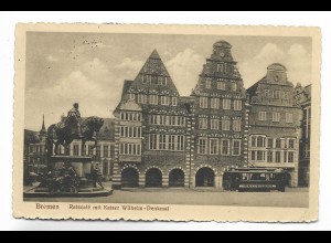 MM1287/ Bremen Ratscafe Kaiser Wilhelm Denkmal, Straßenbahn AK 1915