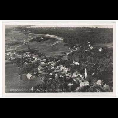 MW09237x/ Pöcking Starnberger See Foto AK seltenes Strähle Luftbild 30er Jahre