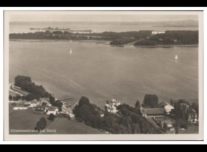 MW10699/ Chiemseestrand bei Stock Foto AK seltenes Strähle Luftbild 30er Jahre