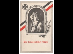 TT0233/ Ein treudeutscher Gruß, 1. Weltkrieg AK junge Frau 1915