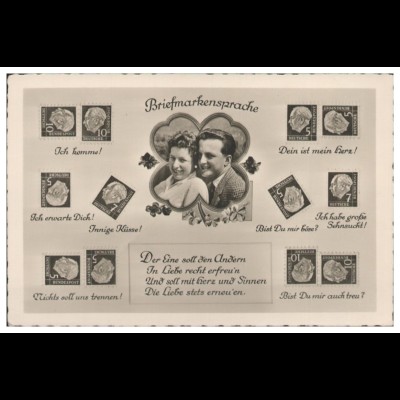 Y28282/ Briefmarkensprache Heuss-Marken Foto AK 