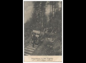Y28575/ Holzschlitter in den Vogesen 1913 AK Frankreich