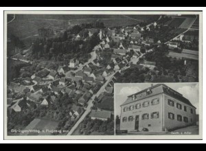 MW12505/ Grüningen Gasthaus z. Adler AK seltenes Strähle Luftbild 30er Jahre