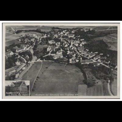 MW12770x/ Riedheim b. Günzburg AK seltenes Strähle Luftbild 30er Jahre