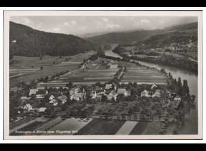 MW13895/ Reckingen am Rhein Foto AK seltenes Strähle Luftbild 30er Jahre
