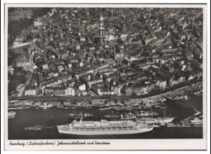 MW13939/ Hamburg Hafen Dampfer Foto AK seltenes Strähle Luftbild 30er Jahre