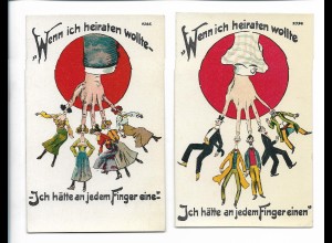 S5413/ 2 x Litho AK Hände Finger Humor AK ca.1920