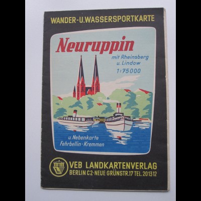 C4433/ Neuruppin Wander- u. Wassersportkarte mit Stadtplan ca.1955-60