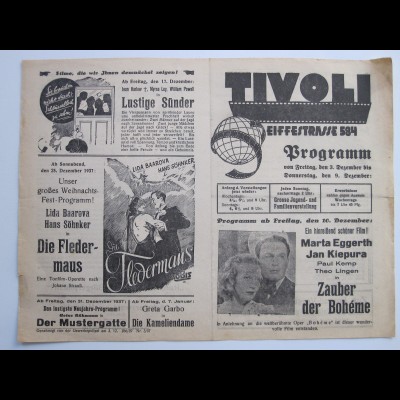 C4441/ TIVOLI Lichtspielhaus Kino Hamburg Hamm Eiffestr. Programm 15.5-21.5.1936
