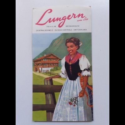 C4606/ Lungern am See Prospekt Faltblatt Schweiz 50/60er Jahre 