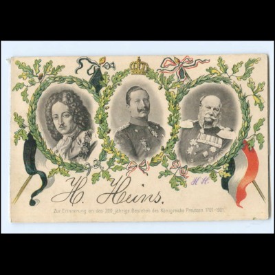 Y20633/ 200 jährige Bestehen des Königreichs Preußen 1701-1901 AK Kaiser Wilhelm