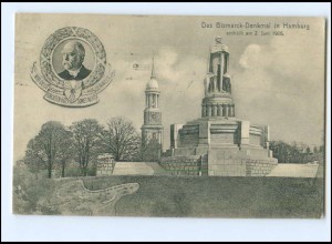 Y20439/ Hamburg St. Pauli Bismarck-Denkmal 1906 AK 