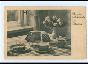 Y21151/ Geburtstag gedeckter Tisch Kuchen AK 1940