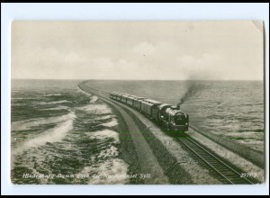 Y21824/ Hindenburgdamm Sylt Eisenbahn Foto AK 1936