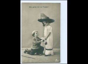 Y21845/ Kinder verkleidet als Erwachsene Hut Foto AK 1912
