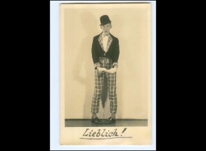 Y22472/ Komiker Clown Lieblich Foto AK ca.1935 Artisten-Agent Fritz Grün Hamburg