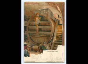 Y22856/ Gruß aus Heidelberg Das große Fass Wein Litho AK Kley 1900