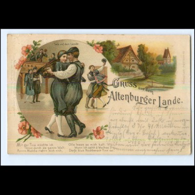 V2505-046/ Gruß aus dem Altenburger land Trachten Litho AK 1900